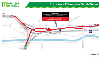 Entraves − Échangeur Saint-Pierre (Groupe CNW/Ministère des Transports)