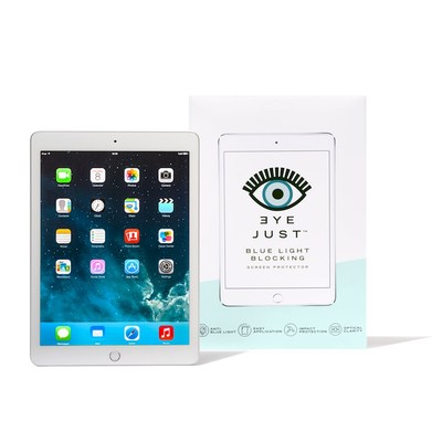 EyeJust blue light blocking screen protector for iPad filters 46% of harmful blue light. EyeJust screen protectors are ophthalmologist approved and third-party tested.