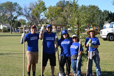 Members of the Mattamy Homes Phoenix team with one of the 80 trees planted as part of the Break-A-Bat, Plant-A-Tree program. (CNW Group/Mattamy Homes Limited)