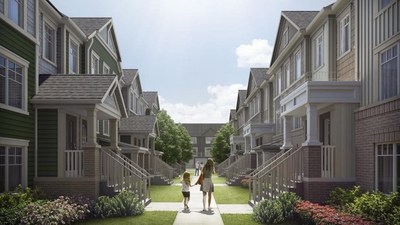 Stacked townhomes in the final ‘Berkshire Abbey’ phase at Kingmeadow in Oshawa (CNW Group/The Minto Group)