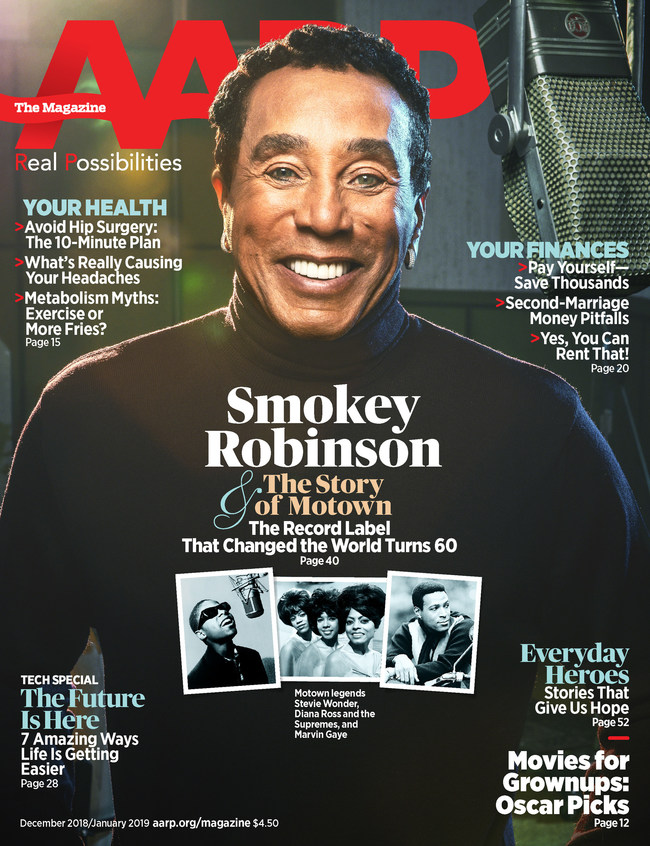 AARP The Magazine December/January Issue with Smokey Robinson