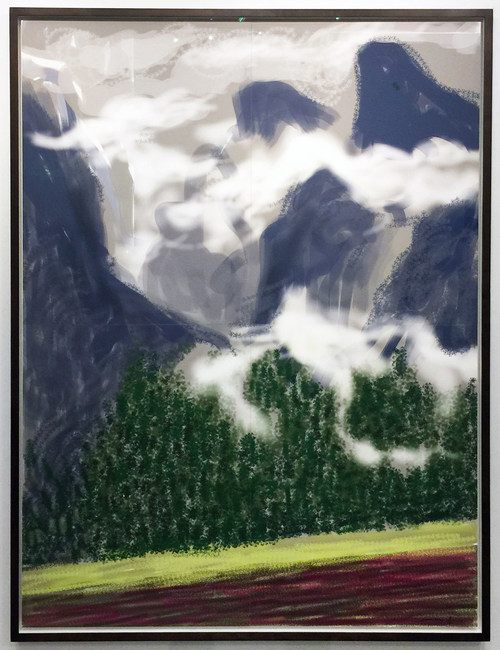 David Hockney - Yosemite II, October 5, 2011 - iPad drawing printed on four sheets of paper, mounted on four sheets of Dibond - 92-1/2" x 69-3/4" (235 x 177 cm) - Framed: 96-1/4" x 73" x 3" (244.5 x 185.4 x 7.6 cm) - Edition of 12