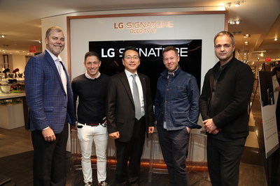 (L-R) Dave Vanderwaal, Jonathan Adler, William Cho, Joe Weiner and Jason Bruges celebrate LG SIGNATURE store-within-a-store at Bloomingdale's on November 28, 2018 in New York City.