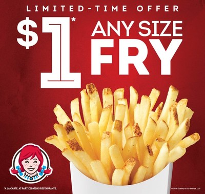 Wendy's $1 Any Size Fry offer has been extended through Wednesday, December 26. Head to your local Wendy's to enjoy a small, medium or large order of natural-cut, sea-salted French fries for just $1.