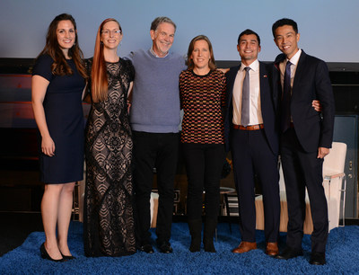 Left to right: Jessica Barnette (MPH ’14, FEMBA ’19), Leah Maddock Loh (MPH ’05, EMBA ’19), Reed Hastings, Susan Wojcicki (’98), Gerry Sims (MBA ’19), Ryan Tan (UCLA-NUS EMBA ’19)