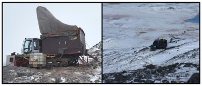 Figure 1. Winterized rig drilling mineralized outcrops at Burfjord. (CNW Group/Boreal Metals)