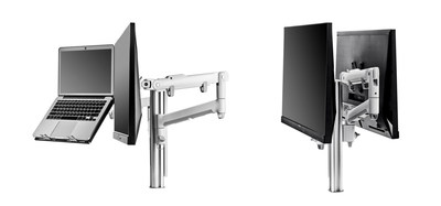 The AWM series from Atdec offers users an infinite number of configurations, from simple single-screen setups to high-demand work environments calling for up to six screen combinations.