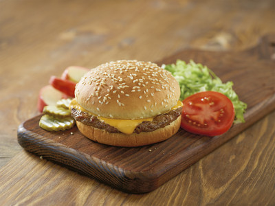 Red’s Cheeseburger, part of Red Robin's Kids' Menu, is a classic beef, grilled chicken, turkey or veggie patty topped with American cheese and lettuce, tomatoes and pickles on the side