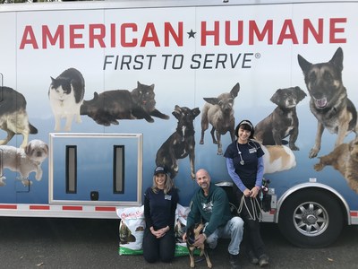 TONS OF HELP AND LOVE, DELIVERED: American Humane Rescue staff and Chicken Soup for the Soul Pet Food delivered two tons of free food to help the animals displaced by California's devastating Camp Fire.