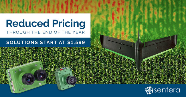 Sentera announces precision ag solution price promotion, with $600 or more off the industry leading sensors through the end of 2018.