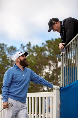 Retired U.S. Army Cpl. Chad Pfeifer, who is an Iraq War veteran, amputee and three-time champion of the Bush Institute Warrior Open, talks with a fan during the 2018 Diamond Resorts golf tournament. Pfeifer is scheduled to compete in the inaugural Diamond Resorts Tournament of Champions Presented by Insurance Office of America, the LPGA Tour's new 2019 season opener, held Jan. 17-20, 2019.