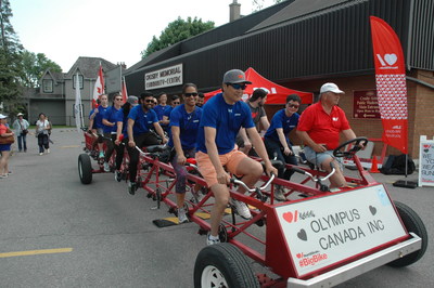 Olympus Canada employees participate in the Big Bike event to support the Heart and Stroke Foundation of Canada.