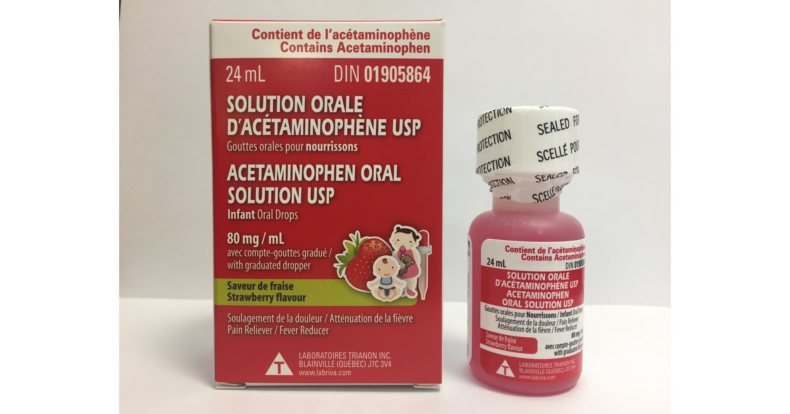 Advisory Strawberryflavoured acetaminophen infant oral drops in 24 mL bottles recalled