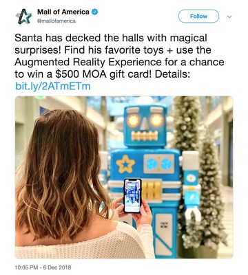 Mall of America Selects XenoHolographic for Holiday Augmented Reality Customer Experience (CNW Group/Imagination Park Entertainment Inc.)