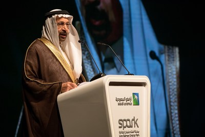 Keynote speech by H.E. Khalid A. Al-Falih, Minister of Energy, Industry and Mineral Resources and Saudi Aramco chairman at the ground-breaking ceremony of the King Salman Energy Park (PRNewsfoto/Saudi Aramco)