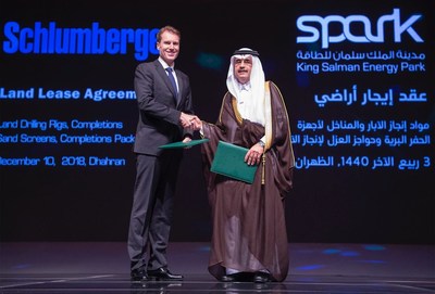 Saudi Aramco President and CEO Amin H. Nasser and major international investors at the ground-breaking ceremony of the King Salman Energy Park (PRNewsfoto/Saudi Aramco)