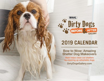 The Dirty Dogs 2019 calendar features dramatic before and after photos of twelve rescue dogs. The photos are a culmination from Wahl's annual Dirty Dogs campaign, which provides shelters nationwide with grooming products to transform dogs and help them find forever homes.