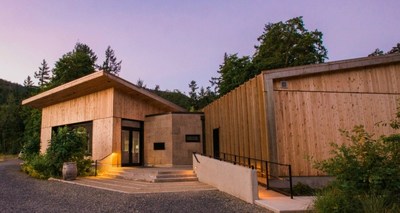 The tasting room at Cowhorn Vineyard & Garden in Jacksonville, Oregon, designed and built by Green Hammer, is the world's first Living Building Challenge-certified tasting room. Photo by Claire Thorington