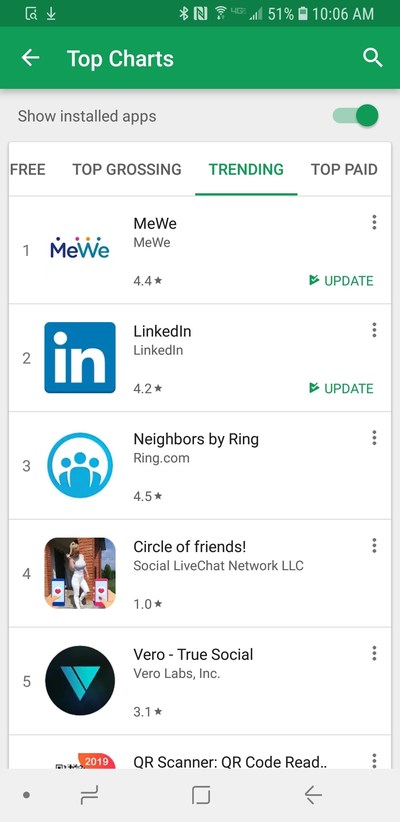 MeWe #1 - Google Play Store 12.2018