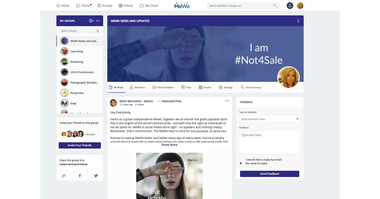 Startup MeWe Launches Free, 'No Ads' Social Network _a Global Media  Strategy Communications Silicon Valley PR