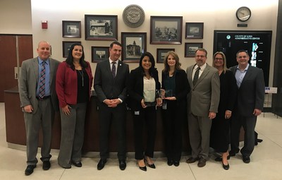 From left to right: Kern County Senior Fiscal and Policy Analyst Jason Wiebe, Enterprise Fleet Management Account Executive Laura Clarke, CSAC Executive Director Graham Knaus, Kern County Fiscal and Policy Analyst Amanda Ruiz, Kern County Senior Chief Administrative Officer Manager Sandi Formhals, Kern County Chief General Services Officer Geoff Hill, Enterprise Business Rental Sales Executive Lisa Holmes, Enterprise Fleet Management Senior Account Manager Jay Caponetti.