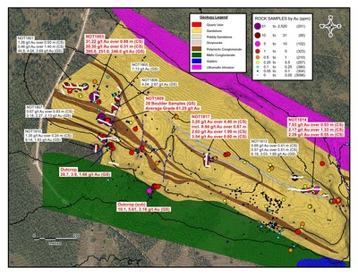 Notches Trench Area Geology Map (CNW Group/Aurion Resources Ltd.)
