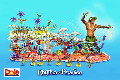 The 2019 Rose Parade Float, 'Rhythm of Paradise', honors Dole's commitment to hunger relief.