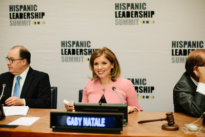 Gaby Natale speaking at the United Nations.