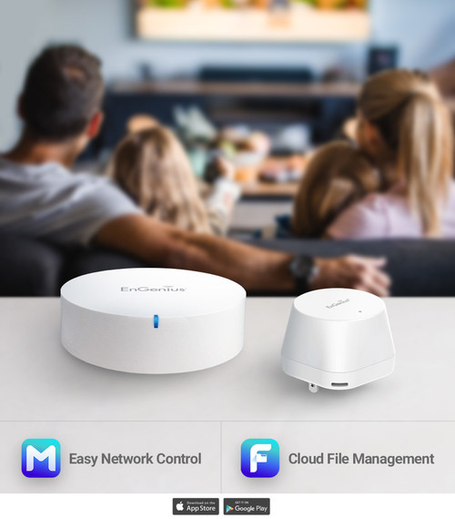 Comprised of the EMR3500 and Mesh Dot, the MESHdot Kit provides wireless connectivity for smart home and IoT devices. Optimize the MESHdot Kit with the EnMesh and EnFile app. EnMesh provides easy set-up and management of your network. EnFile offers file management on any mobile device as well as creating personal cloud storage through the EMR3500.