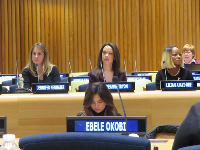 Silicon Valley Chief of Protocol Deanna Tryon speaking at United Nations Headquarters prior to the passage of the Resolution declaring January 24th the International Day of Education