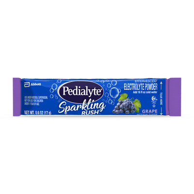 Abbott’s new Pedialyte Sparkling Rush provides advanced rehydration with a fizz in convenient on-the-go powder packs.