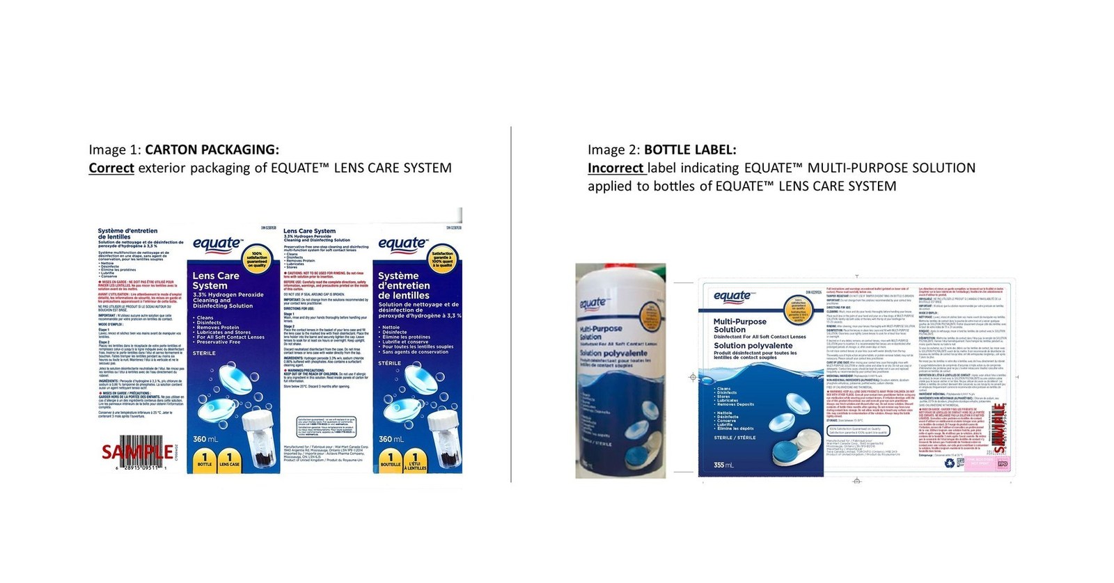 Advisory One lot of Equate brand Lens Care System and MultiPurpose