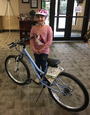 Yanamari Gallagher of Shaw Family Housing picks up her new bicycle donated through the Hunt Heroes Foundation and BrightView Landscapes Yanamari Gallagher of Shaw Family Housing picks up her new bicycle donated through the Hunt Heroes Foundation and BrightView Landscapes