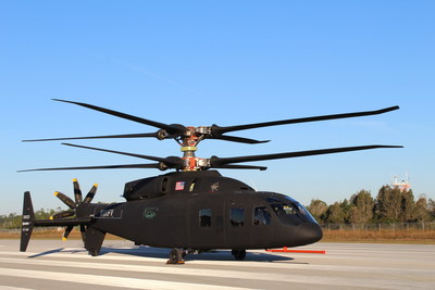 Sikorsky and Boeing provided the first look at the new SB>1 DEFIANT&trade; helicopter. The aircraft&rsquo;s rotor system will allow it to fly about twice as fast and twice as far as today&rsquo;s conventional helicopters. Courtesy Sikorsky-Boeing Team.