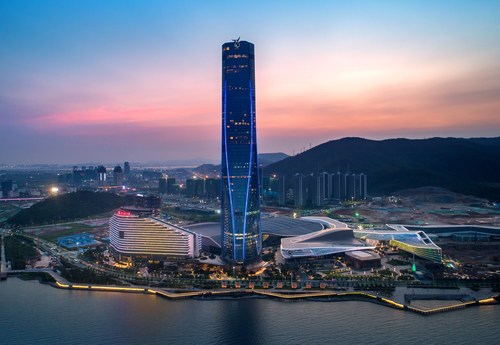 Night view of Zhuhai International Convention and Exhibition Center