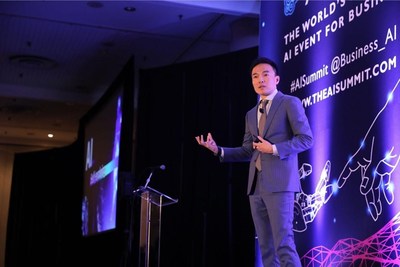 Squirrel AI Learning’s founder Derek Haoyang Li delivering a speech