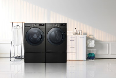 The new large-capacity washer and dryer feature a 27-inch LG TWINWash front-loader and a DUAL Inverter Heat Pump™ dryer capable of delivering more user benefits. (CNW Group/LG Electronics, Inc.)