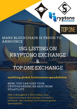 1SG Launches on Kryptono Exchange and Top.one Exchange