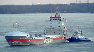 Le Virginiaborg, premier navire ocanique  arriver au Port de Montral en 2019. (Groupe CNW/Administration portuaire de Montral)