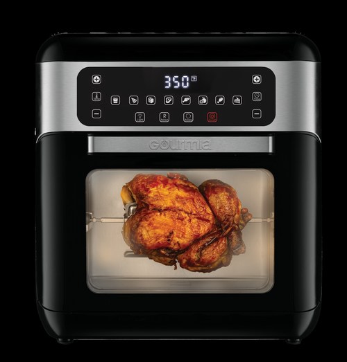 Gourmia's new GAF678 digital all-in-one air fryer also works as rotisserie and dehydrator. It can be controlled with the company's mobile kitchen app and any iOS or Android device, and is compatible with Google Assistant and Amazon Alexa.