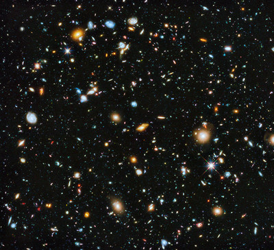 This Hubble Ultra Deep Field image is a composite of numerous exposures taken in visible, infrared, and ultraviolet light with the Hubble Space Telescope. It is among the most colorful deep-space images ever captured by the orbiting observatory.
Credit: NASA, ESA, H. Teplitz and M. Rafelski (IPAC/Caltech), A. Koekemoer (STScI), R. Windhorst (Arizona State University), and Z. Levay (STScI)