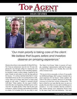 Dean DeVries Was Featured in the Florida Edition of National Publication of Top Agent Magazine