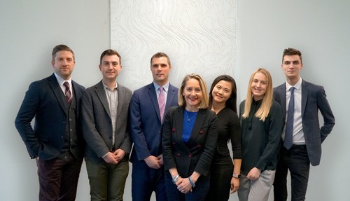 From left to right: Tim Butters, Director; Max Stern, Consultant; Luc Levasseur, Vice-President and Corporate Affairs practice lead; Jane Taber, Vice-President; Rachel Lee, Coordinator; Chloe Mills, Consultant; and Troy Aharonian, Coordinator. (CNW Group/NATIONAL Public Relations - Toronto)