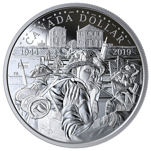 2019 Canada Juno Beach Dday 75th anniversary $3 pure silver commemorative