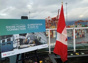 Schneider Electric connects the first container ship to shore power electrical at the Port of Vancouver's DP World Container Terminal