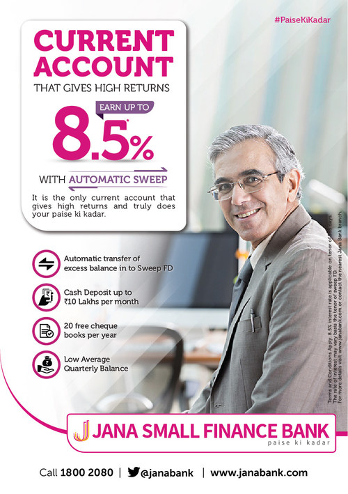 Jana Small Finance Bank Launches Current Account With Unique AutoSweep