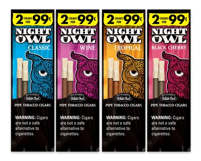 Night Owl pipe tobacco cigars now available in classic, wine, tropical and black cherry