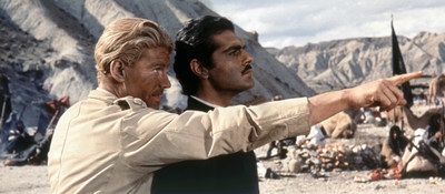 A lasting milestone in epic filmmaking, Sam Spiegel’s production invaded the Arabian Desert for two years of grueling shooting. The resulting picture clearly illustrates the harsh, desolate conditions under which director David Lean, “lighting cameraman” (the British equivalent of the cinematographer) Freddy Young, BSC and their entire cast and crew toiled. The result was well worth their efforts, the rich colors of the landscape captured in glorious Super Panavision 70 and Technicolor.