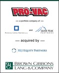 BGL Announces the Sale of Pro-Vac to RLJ Equity Partners