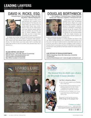 Established Regional California Culture and Arts Magazine 'Inland Empire' Honors Douglas Borthwick With Top Lawyer Designation for the Inland Empire Area